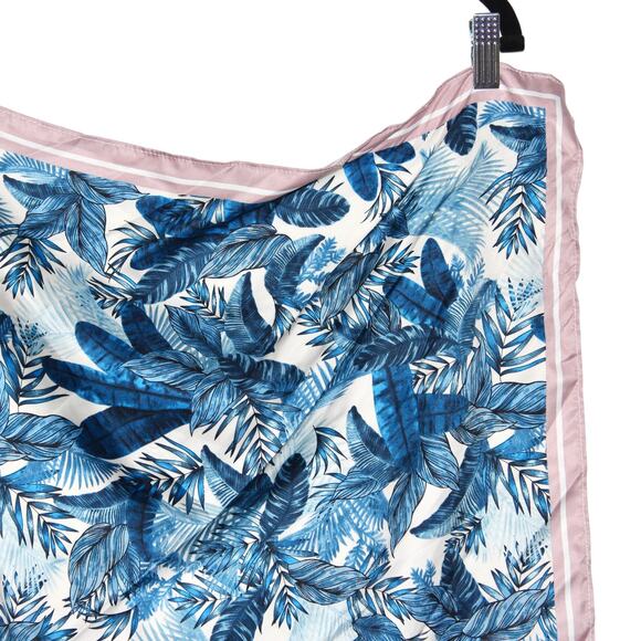 KOTON Pink and Blue Tropical Neck Square Scarf - Picture 2 of 2